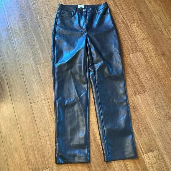Aritzia Wilfred chocolate brown faux Leahter pants - women’s size 4 - Picture 1 of 6